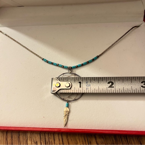 925 Sterling Silver Turquoise Dreamcatcher Necklace - Picture 4 of 10
